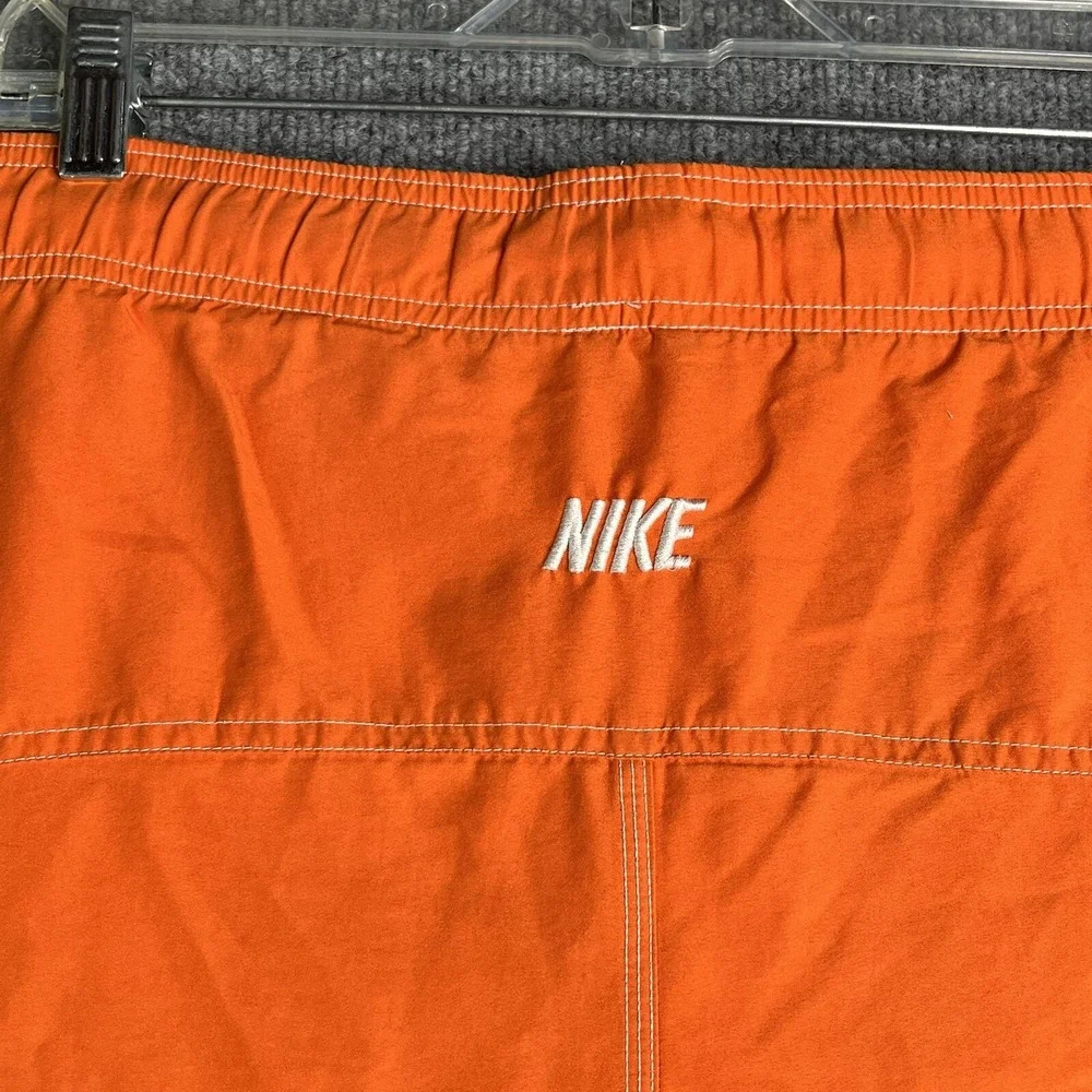 Vintage Y2K Nike Shorts Swim‎ Trunks Men L Orange Drawstring Mesh Lined Spellout